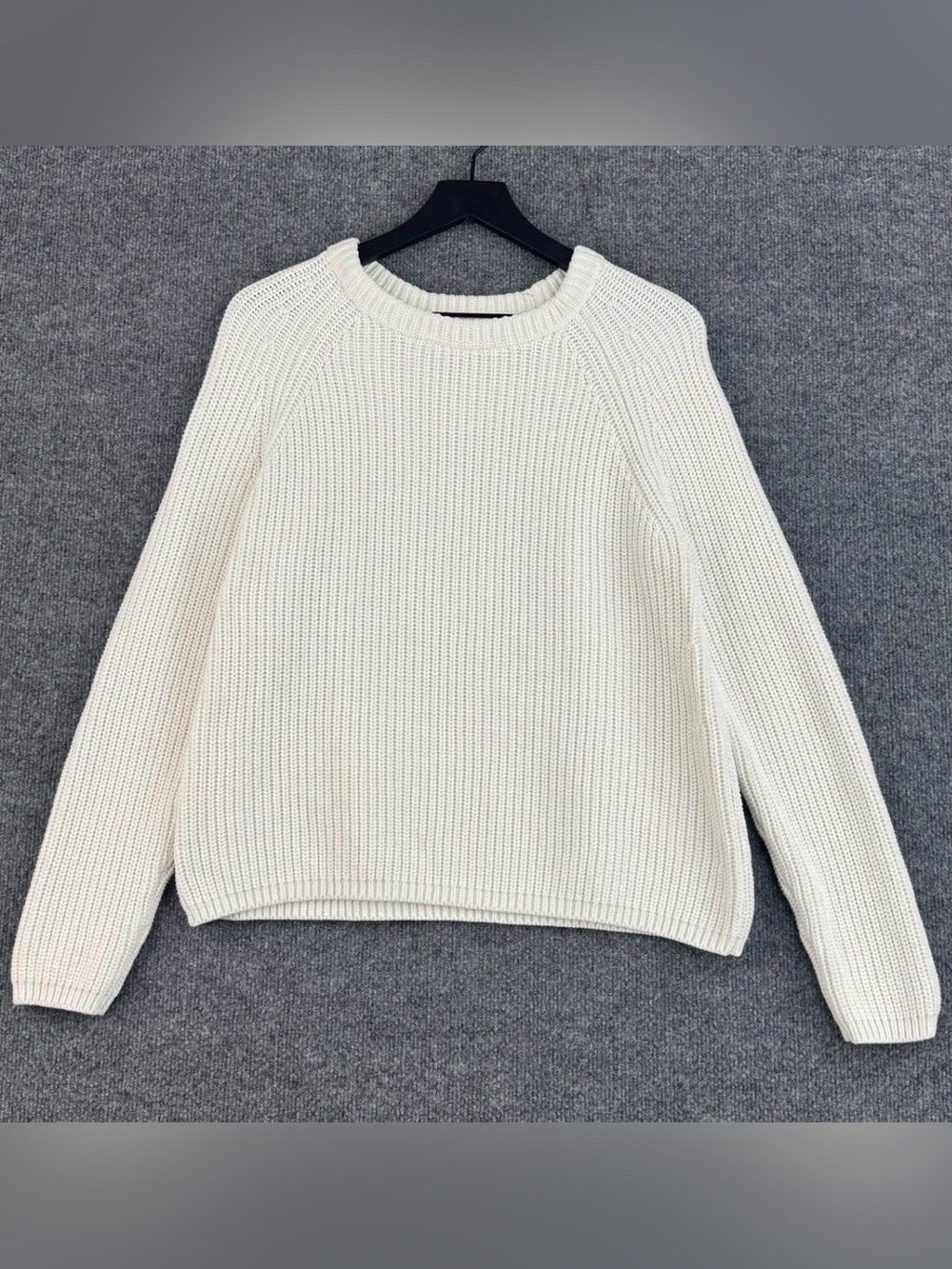 Quince White Ribbed Crewneck Sweater